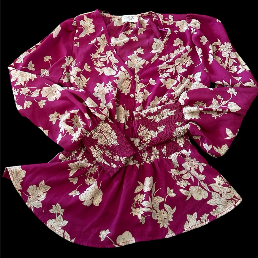 Sienna sky ruffled floral blouse